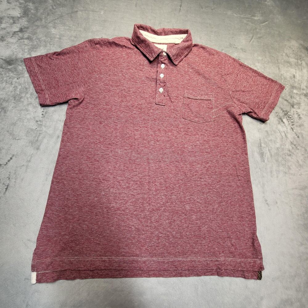 Billy Reid Polo Shirt Mens XL Red Heather Stripe Chest Pocket Jersey Casual